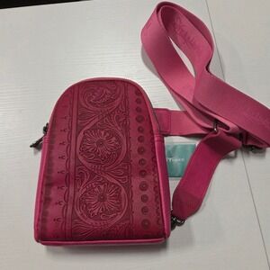 Trinity Ranch Hot Pink Tooled Floral Sling Bag Crossbody